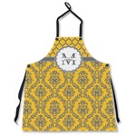 Damask & Moroccan Apron Without Pockets w/ Name and Initial