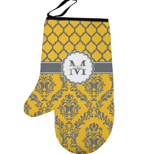 Damask & Moroccan Personalized Oven Mitt - Left