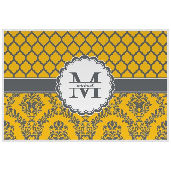 Custom Damask & Moroccan Laminated Placemat w/ Name and Initial