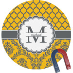 Damask & Moroccan Round Fridge Magnet (Personalized)