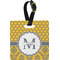 Damask & Moroccan Plastic Luggage Tag - Square w/ Name and Initial