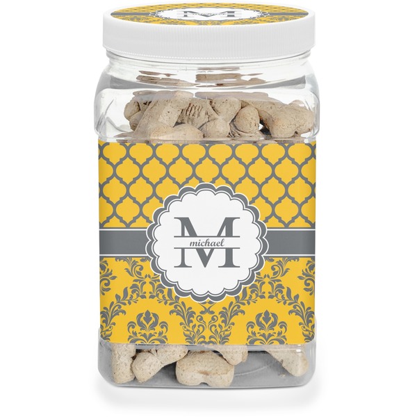 Custom Damask & Moroccan Dog Treat Jar (Personalized)