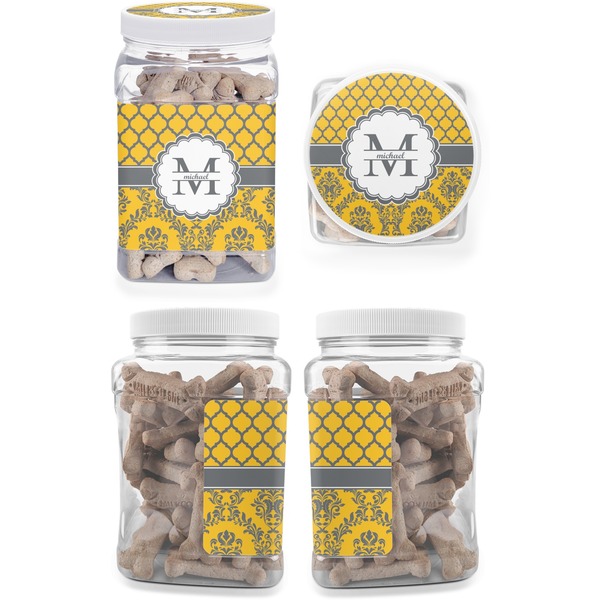 Damask & Moroccan Pet Treat Jar - Multiple Angles