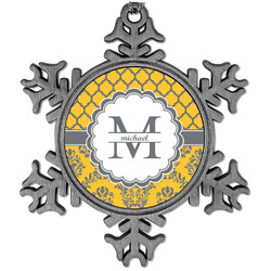 Damask & Moroccan Vintage Snowflake Ornament (Personalized)