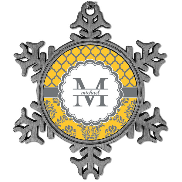 Custom Damask & Moroccan Vintage Snowflake Ornament (Personalized)