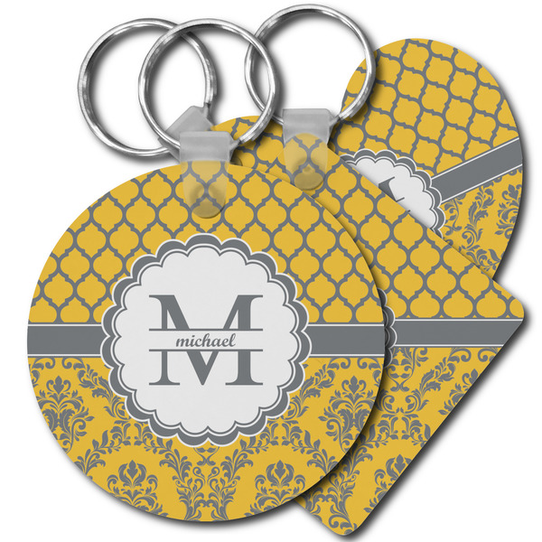 Custom Damask & Moroccan Plastic Keychain (Personalized)