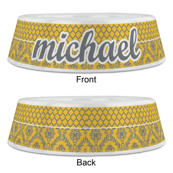 Damask & Moroccan Plastic Pet Bowls - Large - APPROVAL