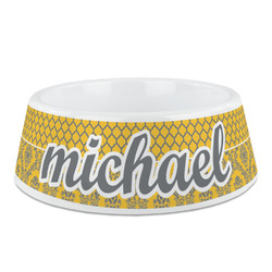 Damask & Moroccan Plastic Dog Bowl (Personalized)