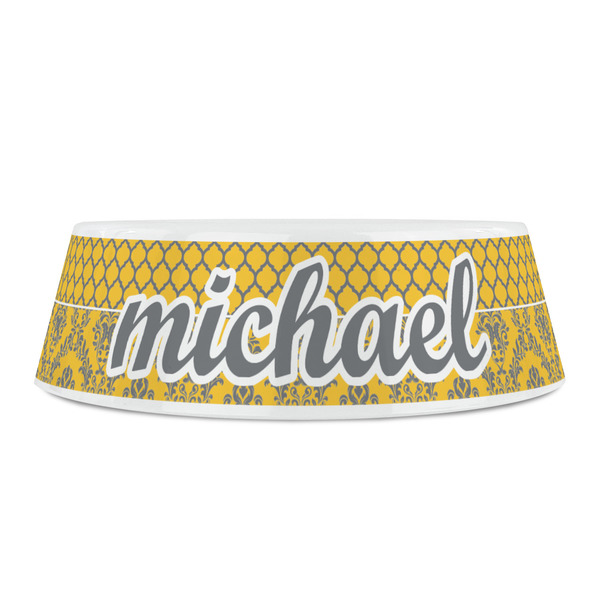 Damask & Moroccan Plastic Pet Bowls - Small - FRONT