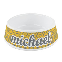 Damask & Moroccan Plastic Dog Bowl - Small (Personalized)
