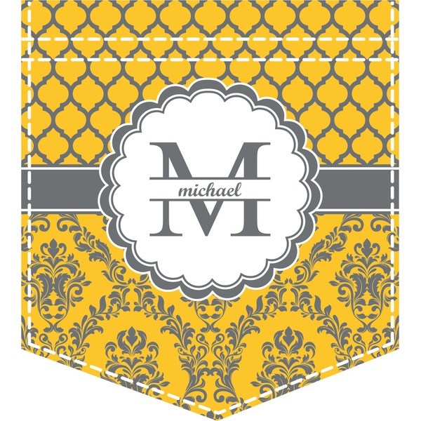 Custom Damask & Moroccan Iron On Faux Pocket (Personalized)