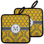 Damask & Moroccan Pot Holders - Set of 2 w/ Name and Initial