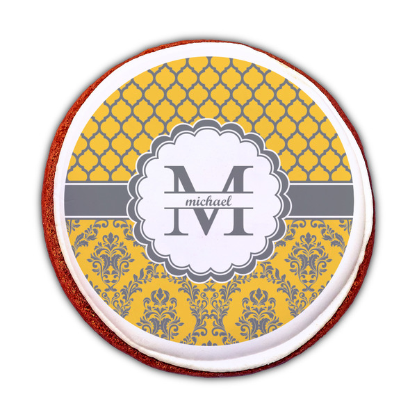 Damask & Moroccan Printed Icing Circle - Medium - On Cookie