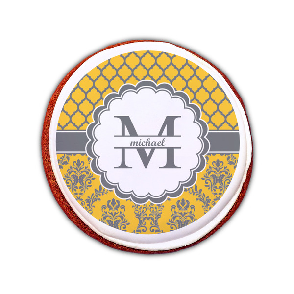 Damask & Moroccan Printed Icing Circle - Small - On Cookie