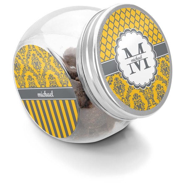 Custom Damask & Moroccan Puppy Treat Jar (Personalized)