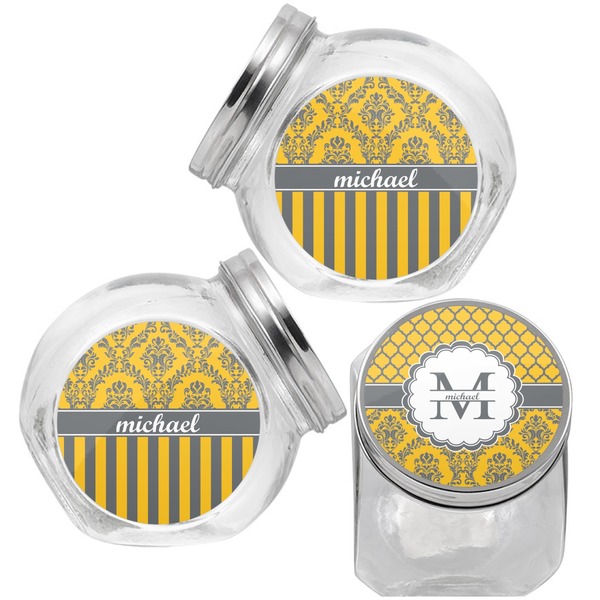 Damask & Moroccan Puppy Treat Jar - Top Left Right