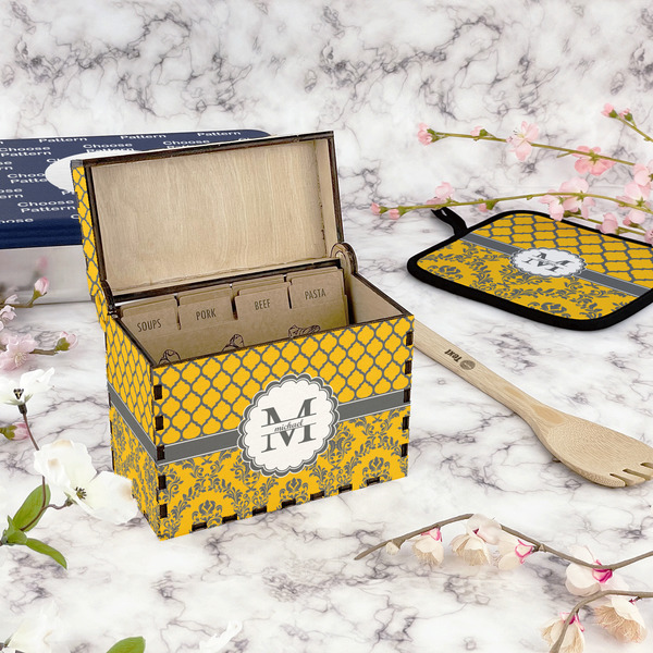 Damask & Moroccan Recipe Box - Full Color - In Context