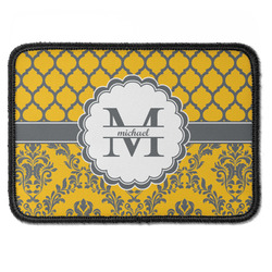 Damask & Moroccan Iron On Rectangle Patch w/ Name and Initial