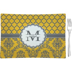 Damask & Moroccan Rectangular Glass Appetizer / Dessert Plate - Single or Set (Personalized)