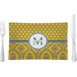 Damask & Moroccan Rectangular Glass Lunch / Dinner Plate - Single or Set (Personalized)
