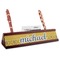 Damask & Moroccan Red Mahogany Nameplates with Business Card Holder - Angle