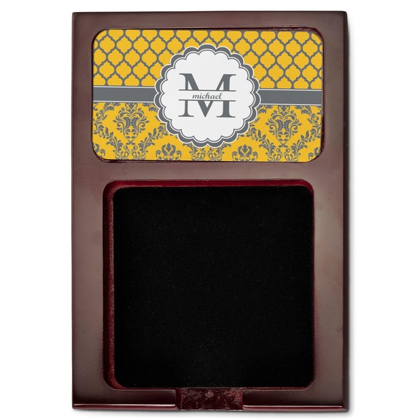 Damask & Moroccan Red Mahogany Sticky Note Holder - Flat