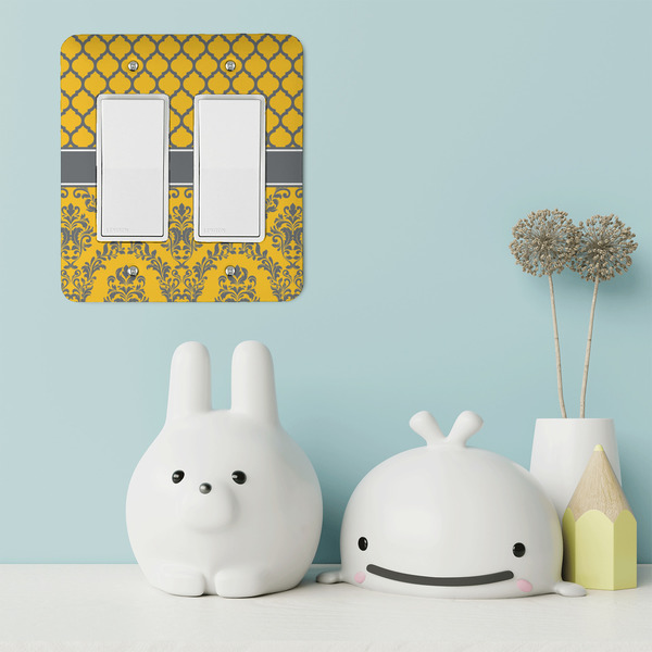 Damask & Moroccan Rocker Light Switch Covers - Double - IN CONTEXT