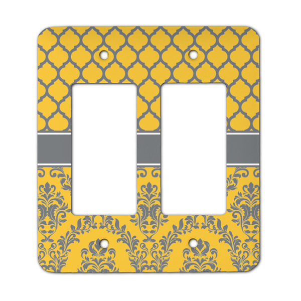Custom Damask & Moroccan Rocker Style Light Switch Cover - Two Switch