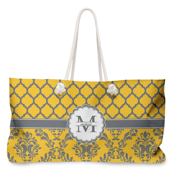Custom Damask & Moroccan Large Tote Bag with Rope Handles (Personalized)