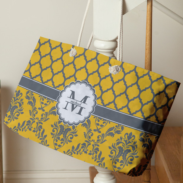 Damask & Moroccan Large Rope Tote - Life Style