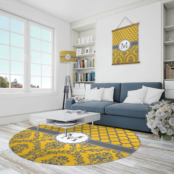 Damask & Moroccan Round Area Rug - IN CONTEXT