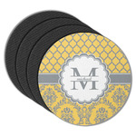 Damask & Moroccan Round Rubber Backed Coasters - Set of 4 (Personalized)