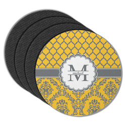 Damask & Moroccan Round Rubber Backed Coasters - Set of 4 (Personalized)