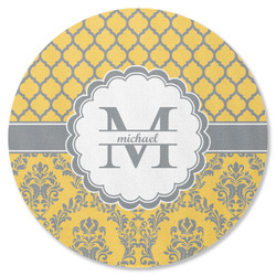 Damask & Moroccan Round Rubber Backed Coaster (Personalized)
