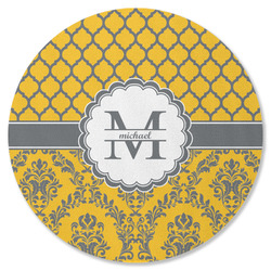 Damask & Moroccan Round Rubber Backed Coaster (Personalized)