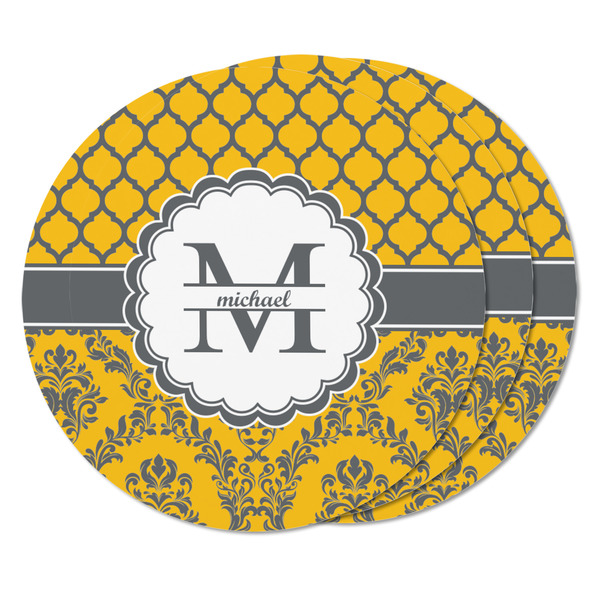 Damask & Moroccan Round Fridge Magnet - THREE