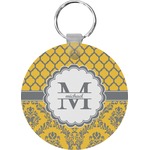 Damask & Moroccan Round Plastic Keychain (Personalized)