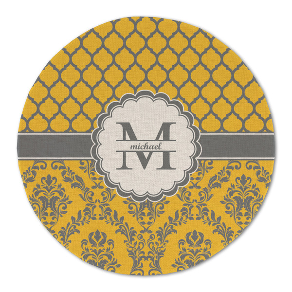 Custom Damask & Moroccan Round Linen Placemat (Personalized)