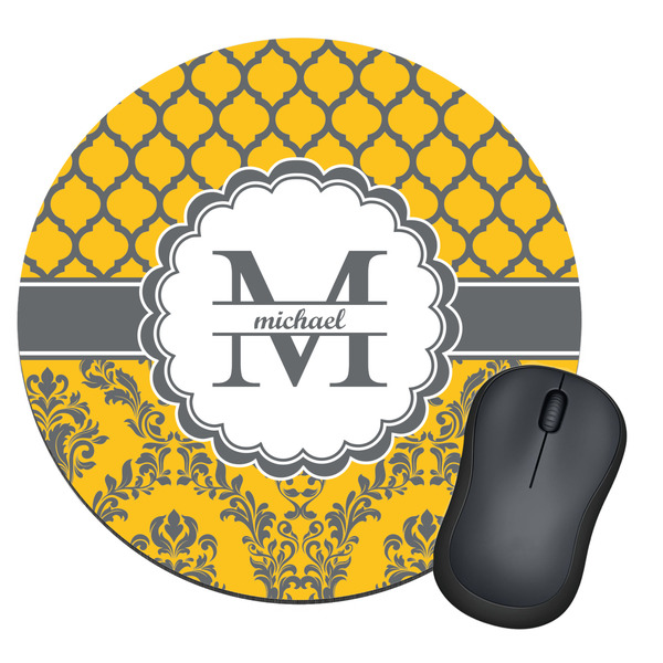 Custom Damask & Moroccan Round Mouse Pad (Personalized)