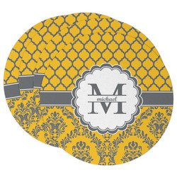 Damask & Moroccan Round Paper Coasters w/ Name and Initial