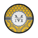 Damask & Moroccan Iron On Round Patch w/ Name and Initial