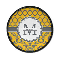 Damask & Moroccan Iron On Round Patch w/ Name and Initial