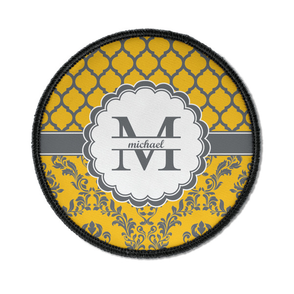Custom Damask & Moroccan Iron On Round Patch w/ Name and Initial