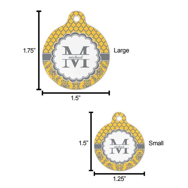 Damask & Moroccan Round Pet ID Tag - Large - Comparison Scale