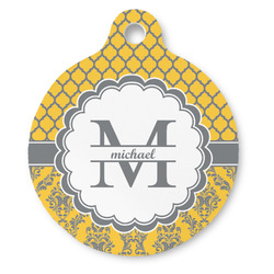 Damask & Moroccan Round Pet ID Tag (Personalized)