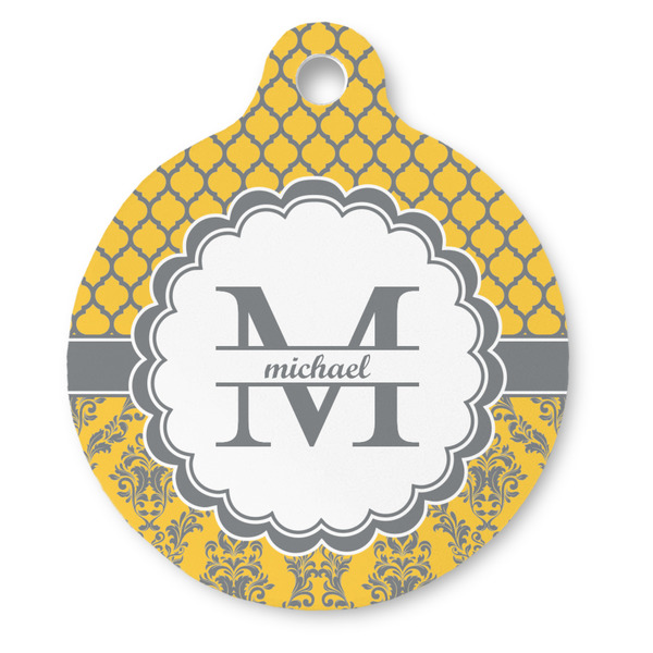 Custom Damask & Moroccan Round Pet ID Tag (Personalized)