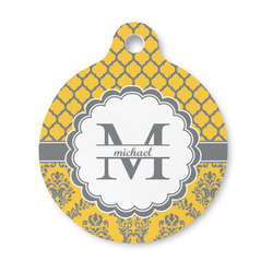 Damask & Moroccan Round Pet ID Tag - Small (Personalized)