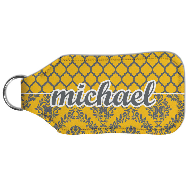 Damask & Moroccan Sanitizer Holder Keychain - Large (Back)