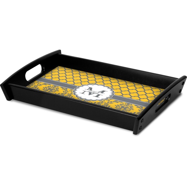 Damask & Moroccan Serving Tray Black - Corner