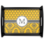 Damask & Moroccan Black Wooden Tray - Large (Personalized)